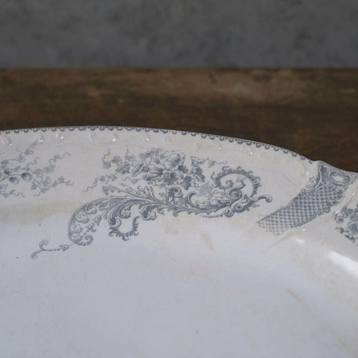 アンティークオーバル皿 LONGWY窯 北フランス ロンウィーで1930年頃作られた器/アンティーク食器77