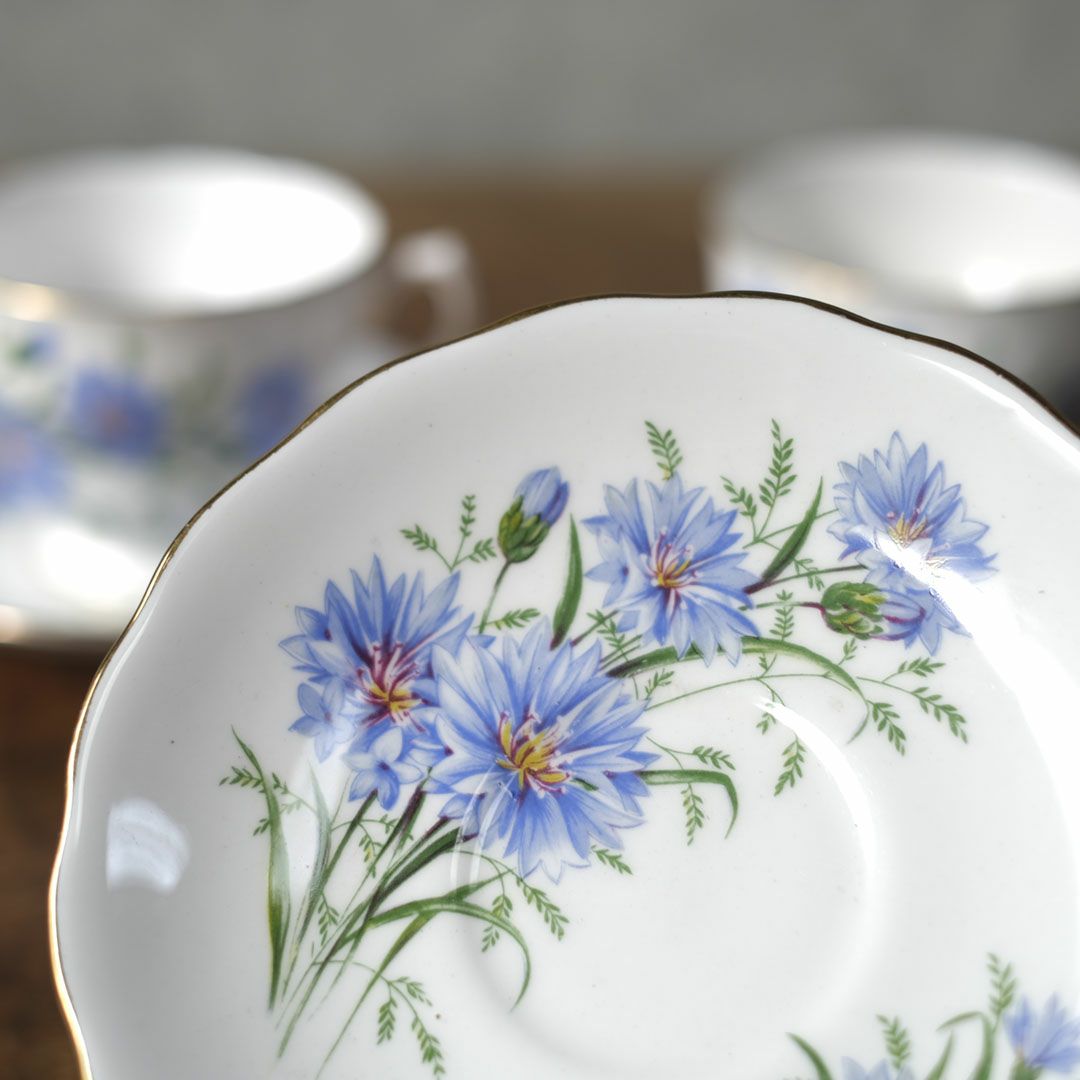 ヴィンテージティーカップトリオ Royal Vale ロイヤルベール ヤグルマギク（矢車菊 / Cornflower）55