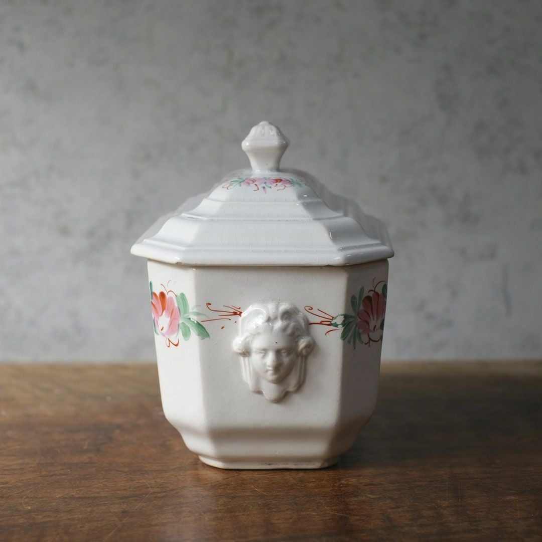アンティーク シュガーポット 陶器　花模様 Choisy-le-Roi ショワジールロワ 1800年代後半フランス22