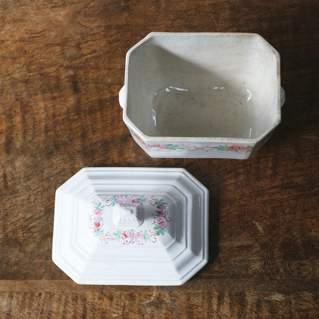 アンティーク シュガーポット 陶器　花模様 Choisy-le-Roi ショワジールロワ 1800年代後半フランス99