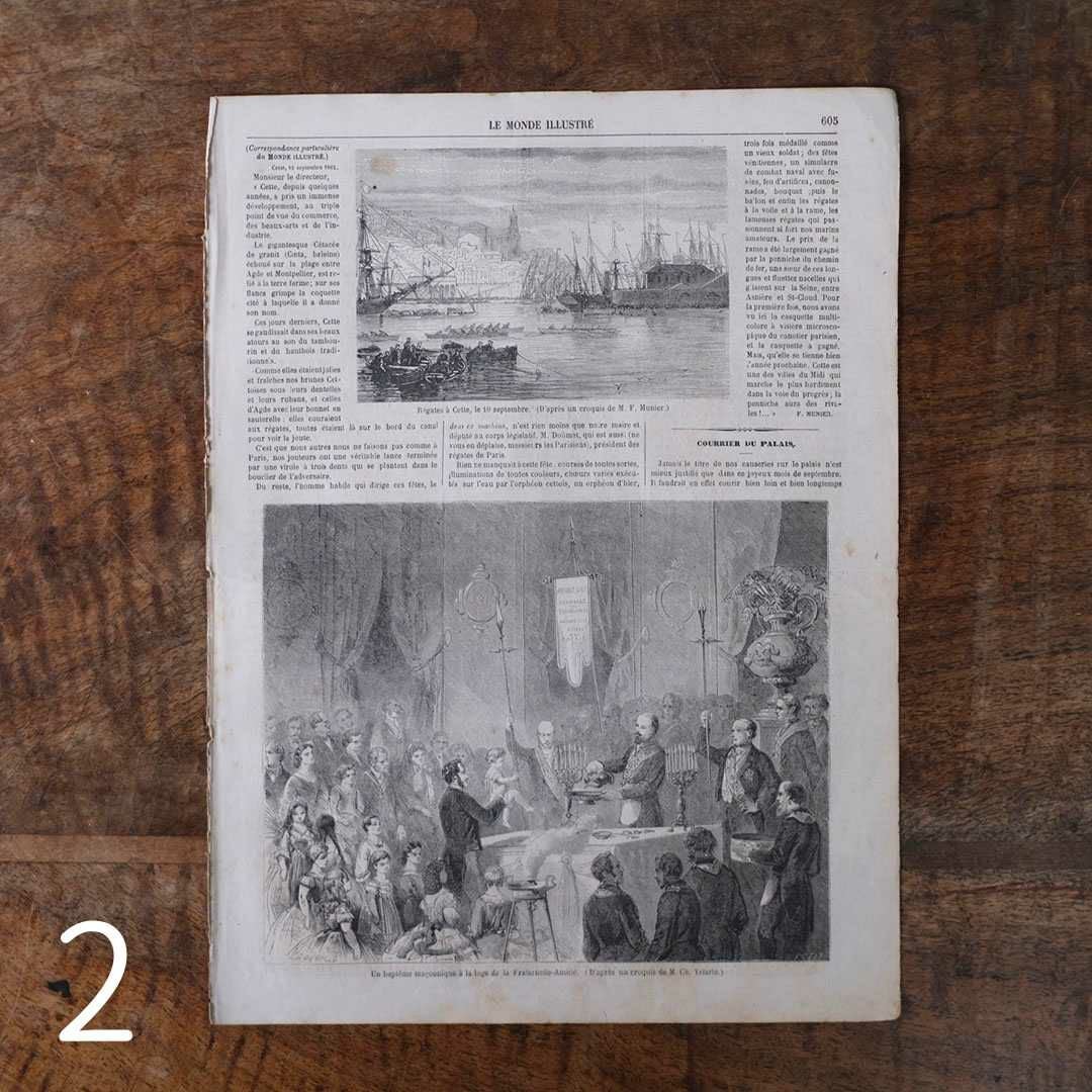 アンティークLe Monde illustr1860年代 リトグラフデザインページ55