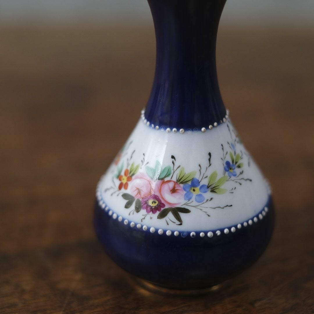 アンティークフラワーベース 一輪挿し 小さな花瓶 陶器 花モチーフ イギリス44
