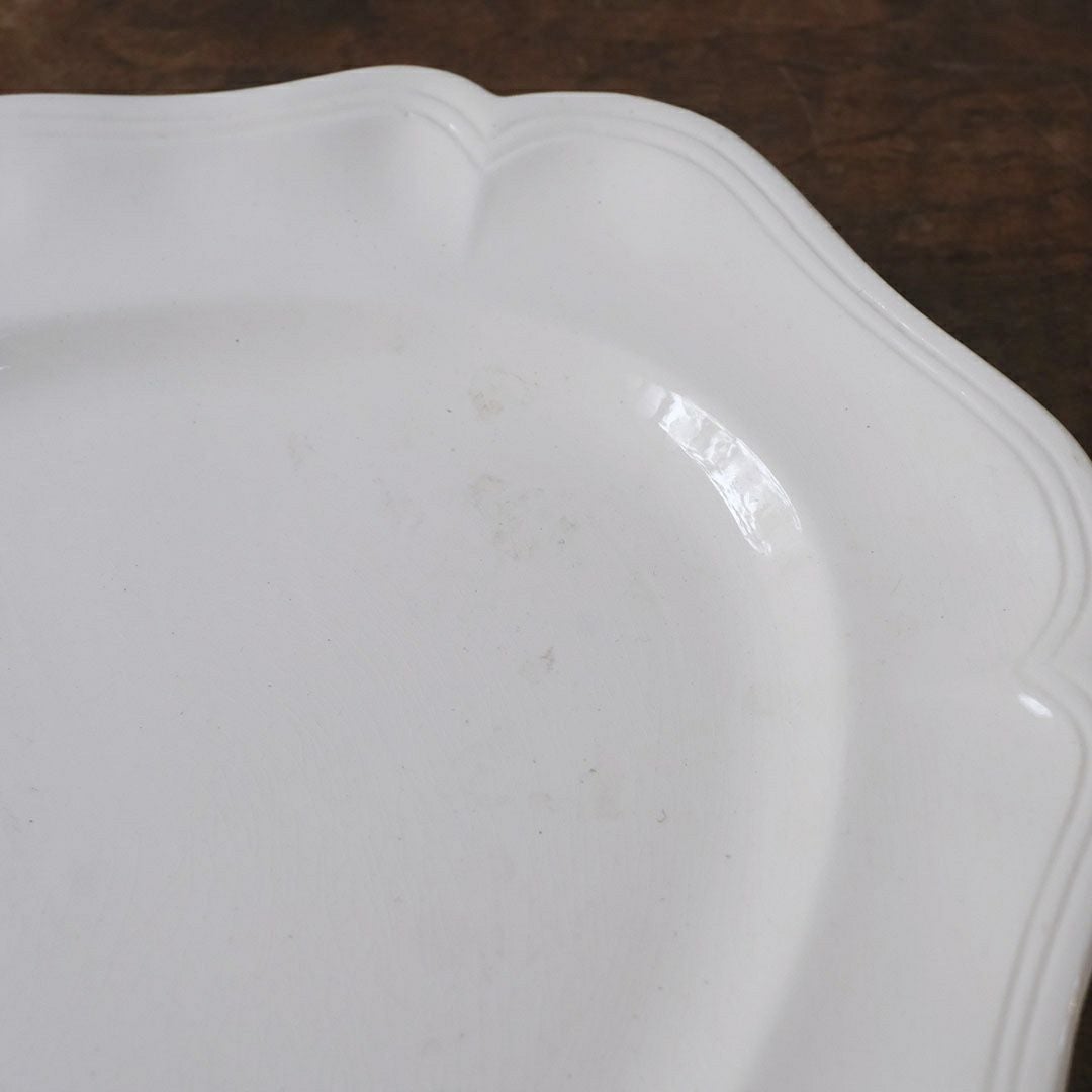 アンティーク皿 オードブル大皿 フラワーリムプレート 白 花リム皿 アンティーク食器44