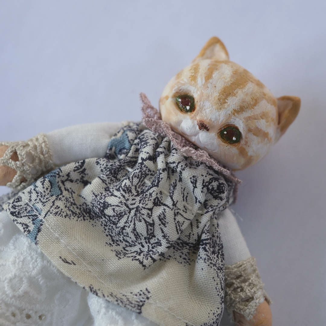 奏ちよこ ミニ猫 茶トラ 人形 ドール 空創作家55