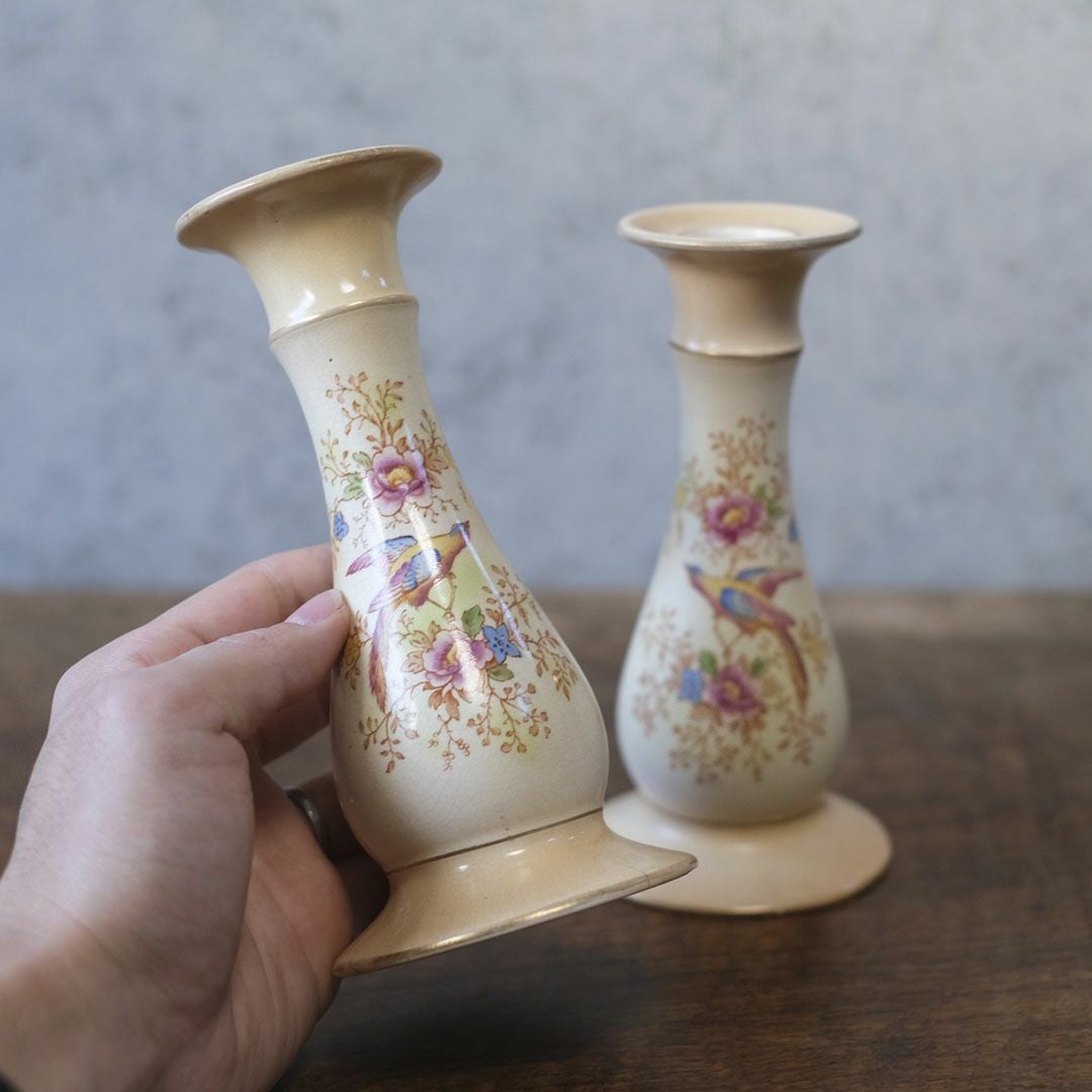 アンティーク キャンドルスタンド HICKEY WARE（ヒッキーウェア） 陶器 雉の絵 44