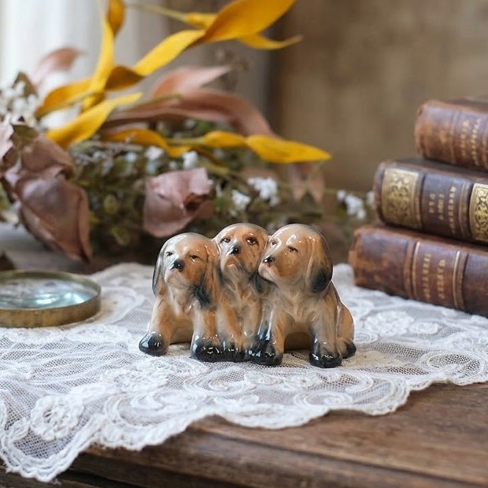 ヴィンテージ フィギュリン 3匹の子犬 陶器置物 イギリス11