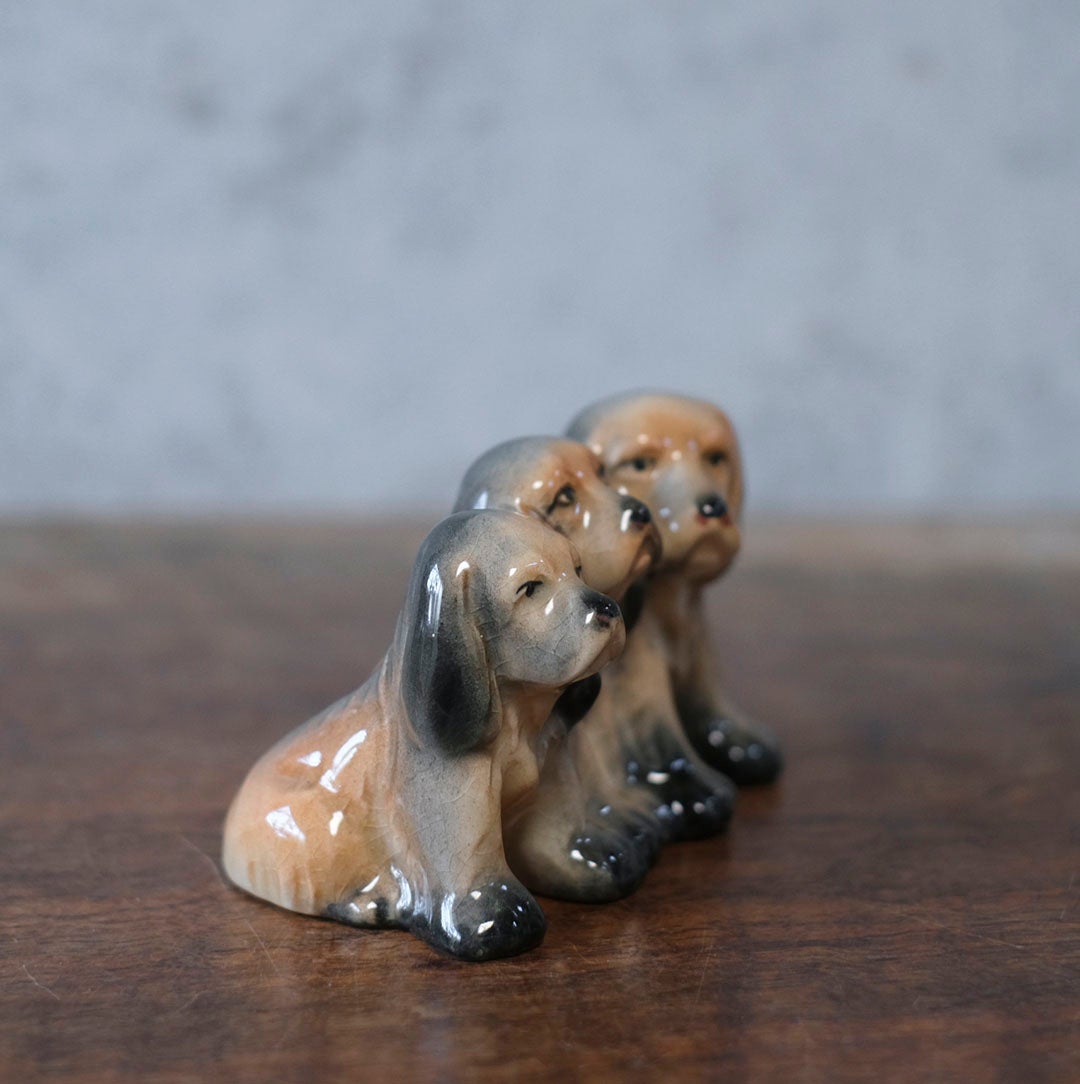 ヴィンテージ フィギュリン 3匹の子犬 陶器置物 イギリス33