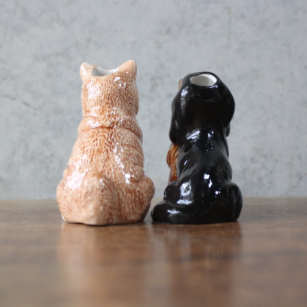 犬フィギュア 一輪挿し 柴犬 & ダックスフンド 陶器33