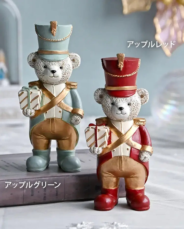 クリスマス ベアー プレゼントボックス テディベアの兵隊 オブジェ (☆11月上旬発送予定)