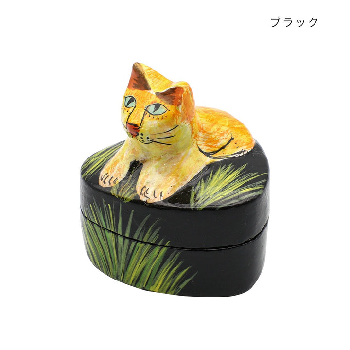 ペーパーマッシュ ハート小物入れ とびだしネコ 色違い・同シリーズ