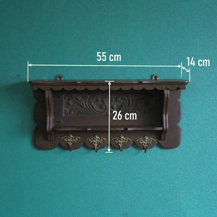 アンティーク ウォールシェルフ フランス 1900年代初期 サイズ表記入り（幅55×奥行14×高さ26cm）