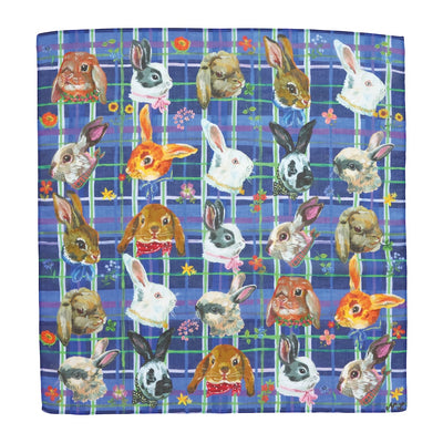 ナタリーレテ 大判ハンカチ Rabbits うさぎ ブルー