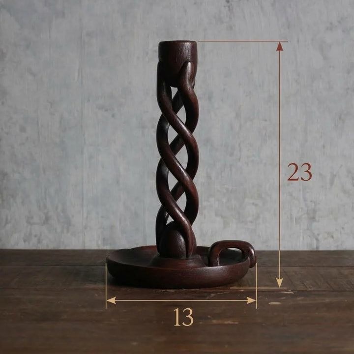 アンティーク バーリーツイスト 木製キャンドルスタンド 燭台 イギリス サイズ目安（高さ約23cm・ベース径約13cm）