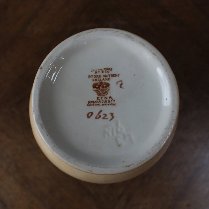 アンティーク フラワーベース CROWN DEVON イギリス 底の王冠マークと STOKE ON TRENT ENGLAND ETNA CROWN DEVON の刻印