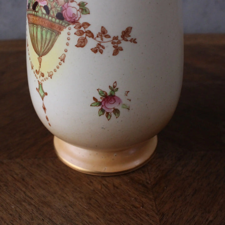 アンティーク フラワーベース CROWN DEVON イギリス 横向きの全体
