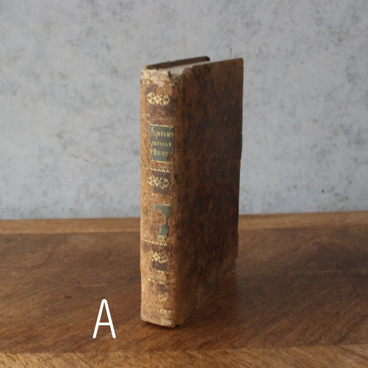アンティークブック 革装丁の古書 フランス 19世紀 扉ページ CATECHISME DU CONCILE DE TRENTE TROISIEME PARTIE