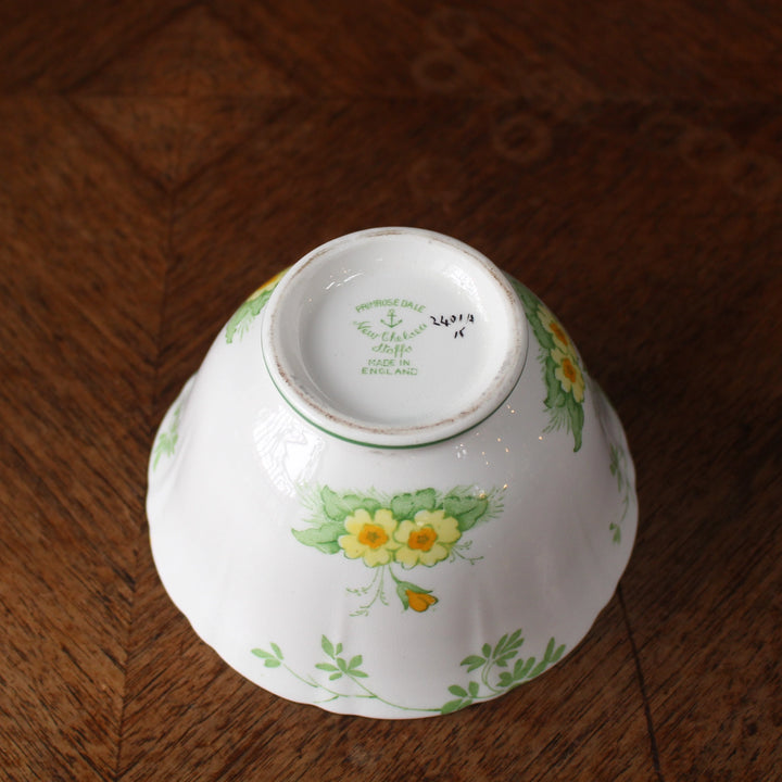 ニューチェルシー プリムローズ シュガーボウル イギリス 高台と裏印（New Chelsea Primrose Dale Made in England）