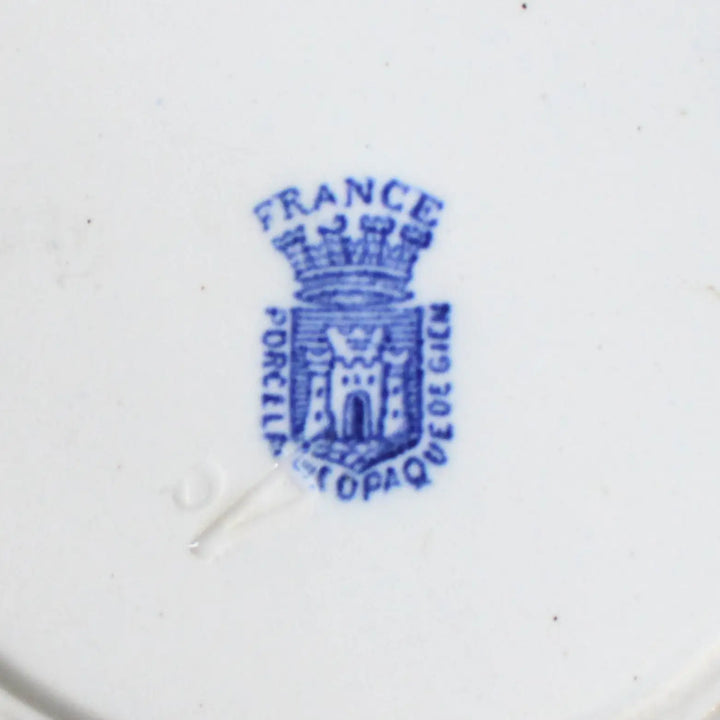 アンティーク ブルーウィロー 深皿 ジアン フランス 1900年代初期頃 バックスタンプ Porcelaine Opaque de Gien のアップ