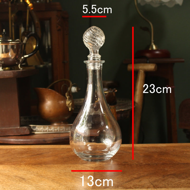 アンティーク ガラスデカンタ フランス 1920年代 サイズ表記 高さ約23cm 胴径約13cm 栓径約5.5cm