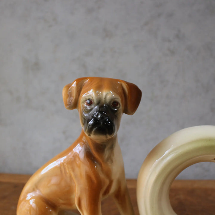 ヴィンテージ 犬の置物 オランダ もう一方の犬の顔のアップ