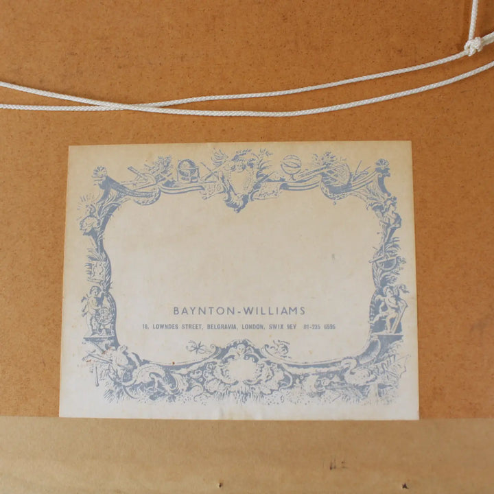 アンティーク 地図の額絵 ヨークシャー イギリス 裏面の吊り紐とBAYNTON-WILLIAMSのラベル