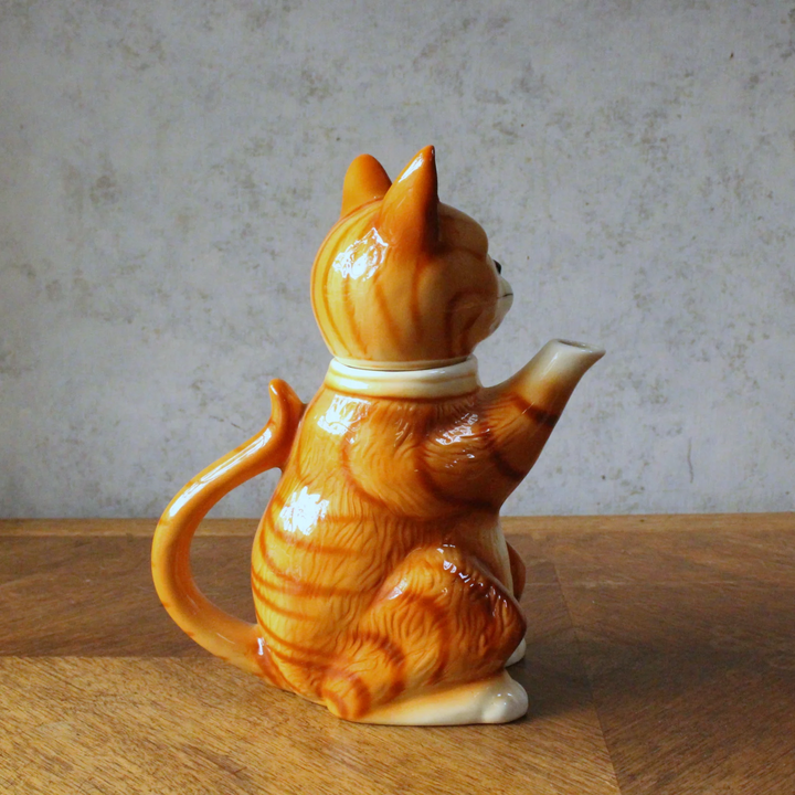 ヴィンテージ 猫のティーポット イギリス 1982年 頭部の蓋を外した状態