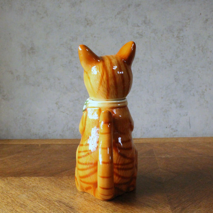ヴィンテージ 猫のティーポット イギリス 1982年 後ろ姿と尻尾の持ち手
