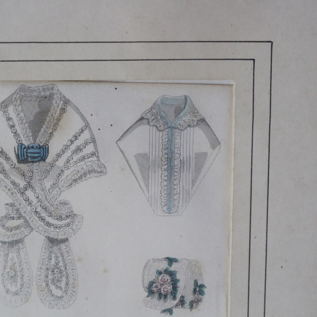 アンティークリトグラフピクチャー ファッション画  Le Moniteur des Dames et des Demoiselles 石版画絵 1847年 フランス(☆6月24日出荷予定)