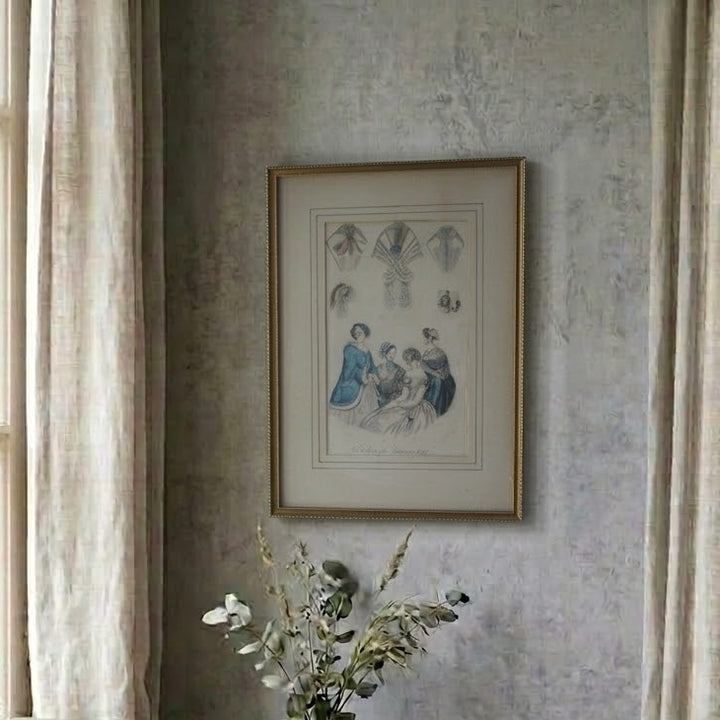 アンティークリトグラフピクチャー ファッション画 Le Moniteur des Dames et des Demoiselles 石版画絵 1847年 フランス