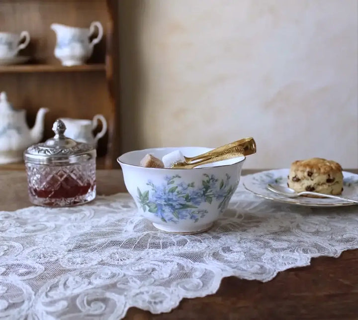 ヴィンテージシュガーボウル QUEEN ANNE 勿忘草 イギリス