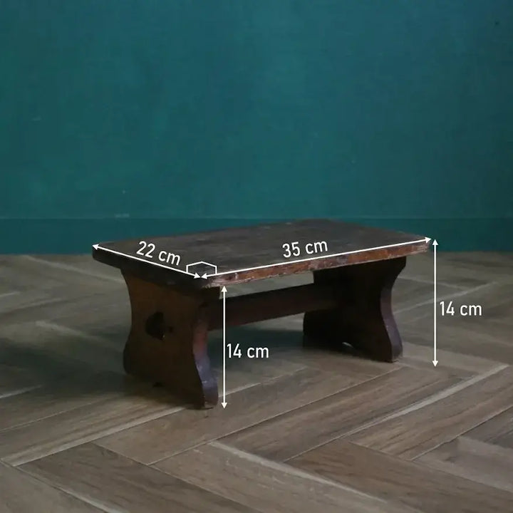 アンティーク ミニスツール フランス 1900年代初期 サイズ表記入り（幅35×奥行22×高さ14cm）