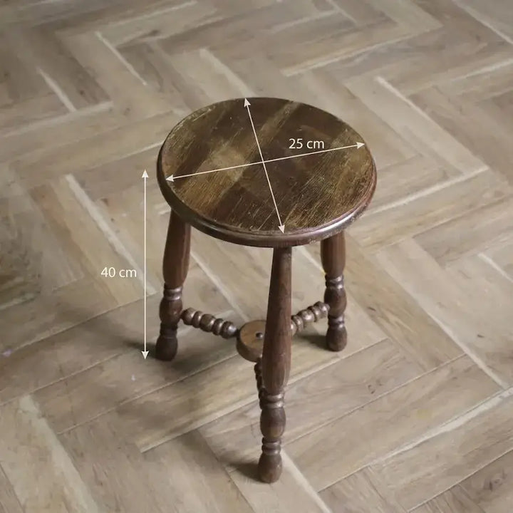 ヴィンテージ 三本脚スツール 木製 フランス 1960年代 サイズ表記 座面直径25cm 高さ40cm